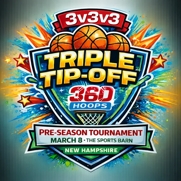 The New Hampshire Triple Tip-Off 360 Hoops Pre-Season 3v3v3 Tournament Logo